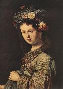 REMBRANDT Harmenszoon van Rijn Saskia as Flora (detail) dh oil painting